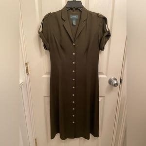 Lauren Ralph Lauren Vintage Y2K Silk Military Maxi Dress Size 4